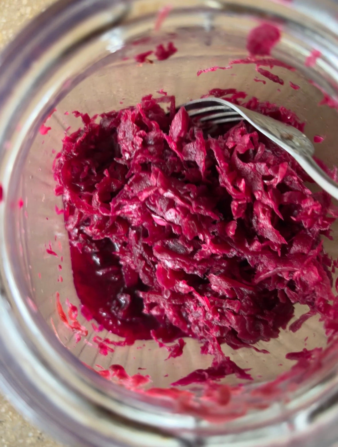 Beetroot, ginger and garlic sauerkraut