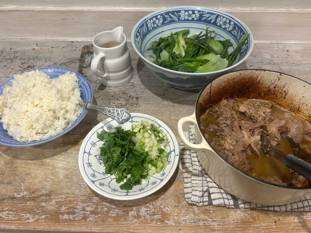 Slow-Cooked Lamb Shoulder with Coconut, Lime and Chilli Marinade.
