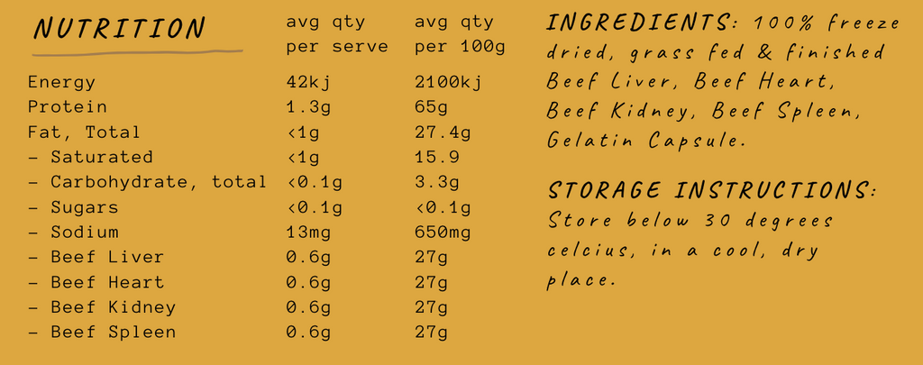 BEEF ORGAN MULTI CAPSULES- LIVER, HEART, KIDNEY, SPLEEN